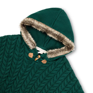 Sweater Cape with Faux Fur Hood - Glamourous Grace