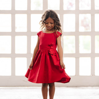 Organic Cap Sleeve Party Dress with Bow Sash - By Baano