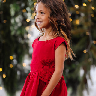 Organic Cap Sleeve Party Dress with Bow Sash - By Baano