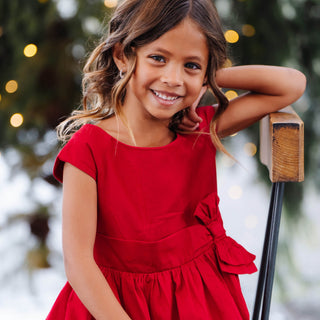 Organic Cap Sleeve Party Dress with Bow Sash - By Baano