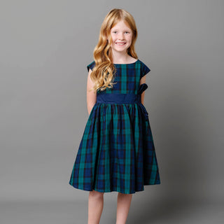 Cap Sleeve Organic Party Dress with Bow Sash - By Baano
