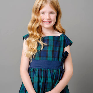 Cap Sleeve Organic Party Dress with Bow Sash - By Baano