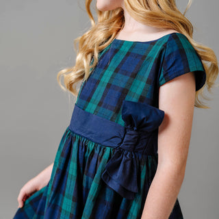 Cap Sleeve Organic Party Dress with Bow Sash - By Baano