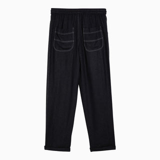Black silk trousers with drawstring - By Baano