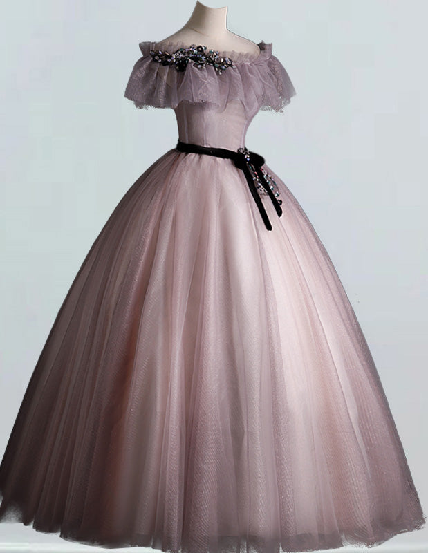 Off the shoulder fairy long prom dress ball gown tulle bridal dress gown
