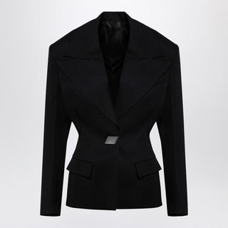 Black Wool Single-Breasted Jacket With Epaulettes - By Baano