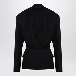 Black Wool Single-Breasted Jacket With Epaulettes - By Baano