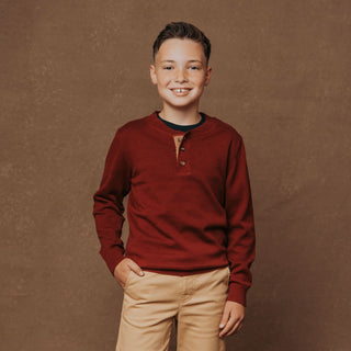 Organic Sweater Henley with Elbow Patches Hope & Henry