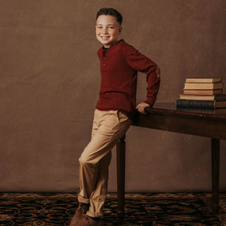 Organic Sweater Henley with Elbow Patches Hope & Henry