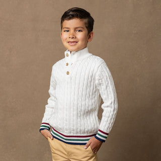 Organic Mock Neck Cable Sweater - Baby - By Baano