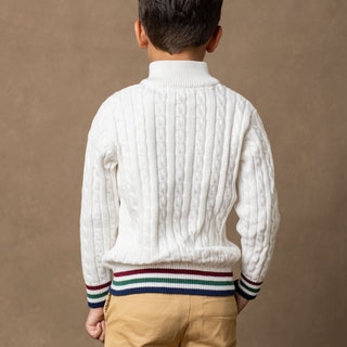 Organic Mock Neck Cable Sweater Hope & Henry