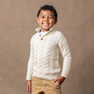 Organic Mock Neck Cable Sweater - Baby - By Baano