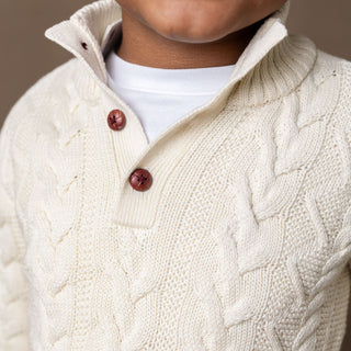 Organic Mock Neck Cable Sweater - Baby - By Baano