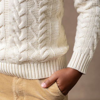 Organic Mock Neck Cable Sweater - Baby - By Baano