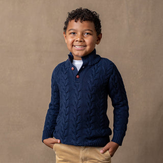 Organic Mock Neck Cable Sweater Hope & Henry