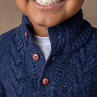 Organic Mock Neck Cable Sweater Hope & Henry