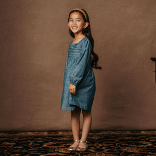 Organic Ruched Chambray Dress - Glamourous Grace