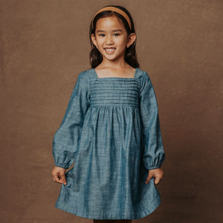 Organic Ruched Chambray Dress - Glamourous Grace
