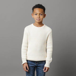 Organic Herringbone Detail Crew Neck Sweater - Glamourous Grace