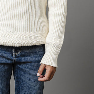 Organic Herringbone Detail Crew Neck Sweater - Glamourous Grace