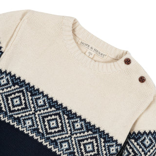 Organic Intarsia Crew Neck Button Sweater - Glamourous Grace