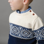 Organic Intarsia Crew Neck Button Sweater - Baby - Glamourous Grace