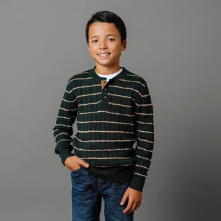 Organic Sweater Henley with Elbow Patches - Glamourous Grace