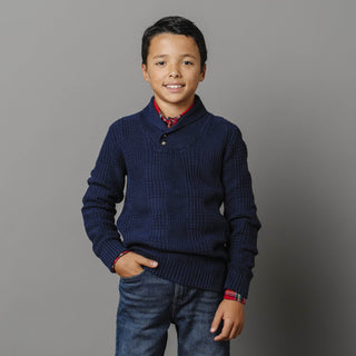 Organic Textured Shawl Collar Sweater - Glamourous Grace