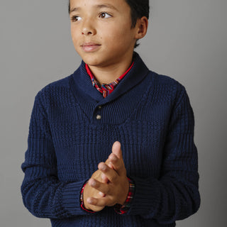 Organic Textured Shawl Collar Sweater - Glamourous Grace