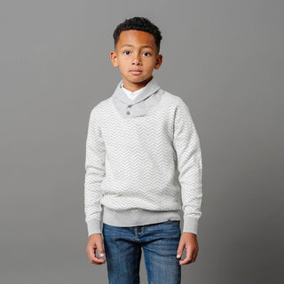 Organic Intarsia Shawl Collar Sweater - Glamourous Grace