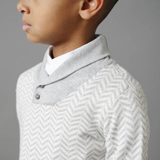 Organic Intarsia Shawl Collar Sweater - Glamourous Grace
