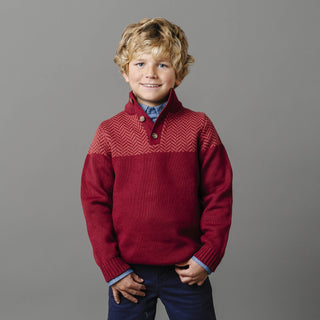 Organic Intarsia Yoke Mock Neck Sweater - Glamourous Grace
