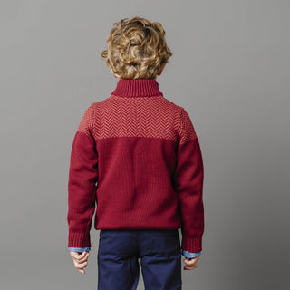 Organic Intarsia Yoke Mock Neck Sweater - Glamourous Grace