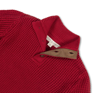 Organic Mix Stitch Mock Neck Sweater with Elbow Patches - By Baano