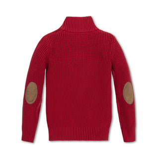 Organic Mix Stitch Mock Neck Sweater with Elbow Patches - By Baano