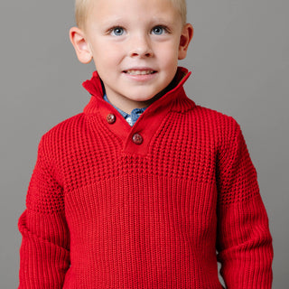 Organic Mix Stitch Mock Neck Sweater with Elbow Patches - By Baano