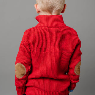 Organic Mix Stitch Mock Neck Sweater with Elbow Patches - By Baano