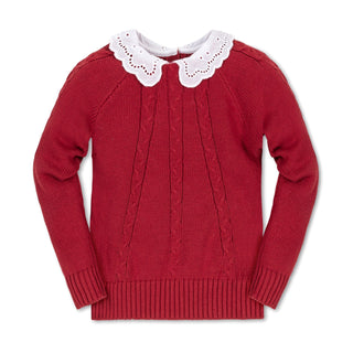 Organic Eyelet Collar Cable Sweater - Glamourous Grace