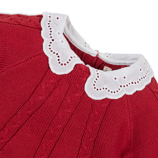 Organic Eyelet Collar Cable Sweater - Glamourous Grace