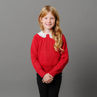 Organic Eyelet Collar Cable Sweater - Glamourous Grace
