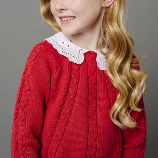 Organic Eyelet Collar Cable Sweater - Glamourous Grace