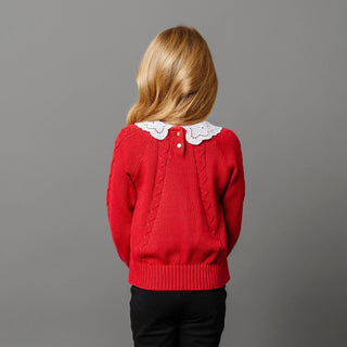 Organic Eyelet Collar Cable Sweater - Glamourous Grace
