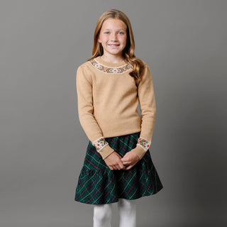 Organic Intarsia Trim Sweater - By Baano