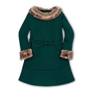 Long Sleeve Ponte Dress with Faux Fur - By Baano