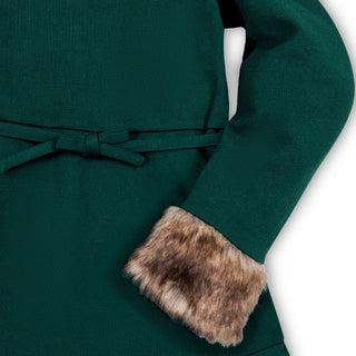 Long Sleeve Ponte Dress with Faux Fur - By Baano