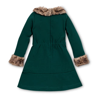 Long Sleeve Ponte Dress with Faux Fur - By Baano