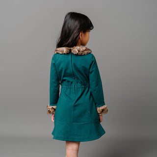 Long Sleeve Ponte Dress with Faux Fur - By Baano