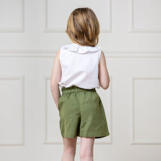 Linen Pull-On Paperbag Shorts - By Baano