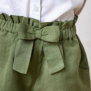 Linen Pull-On Paperbag Shorts - By Baano