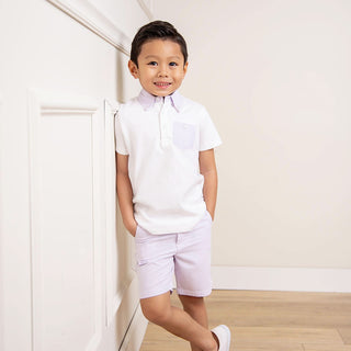 Organic Jersey Polo with Seersucker Trim - Baby - By Baano
